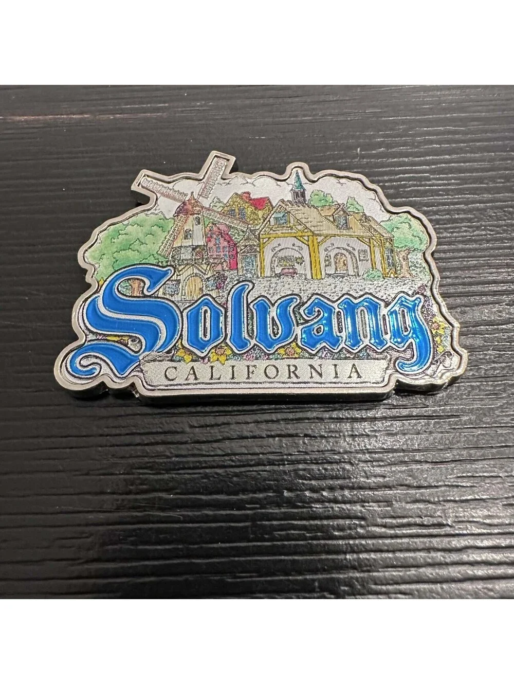 Solvang California Danish Village Windmill Scenic Travel Souvenir Metal Magnet